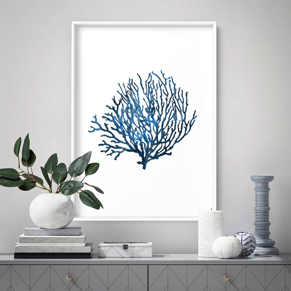 Hamptons Watercolour Blue Coral VI - Art Print