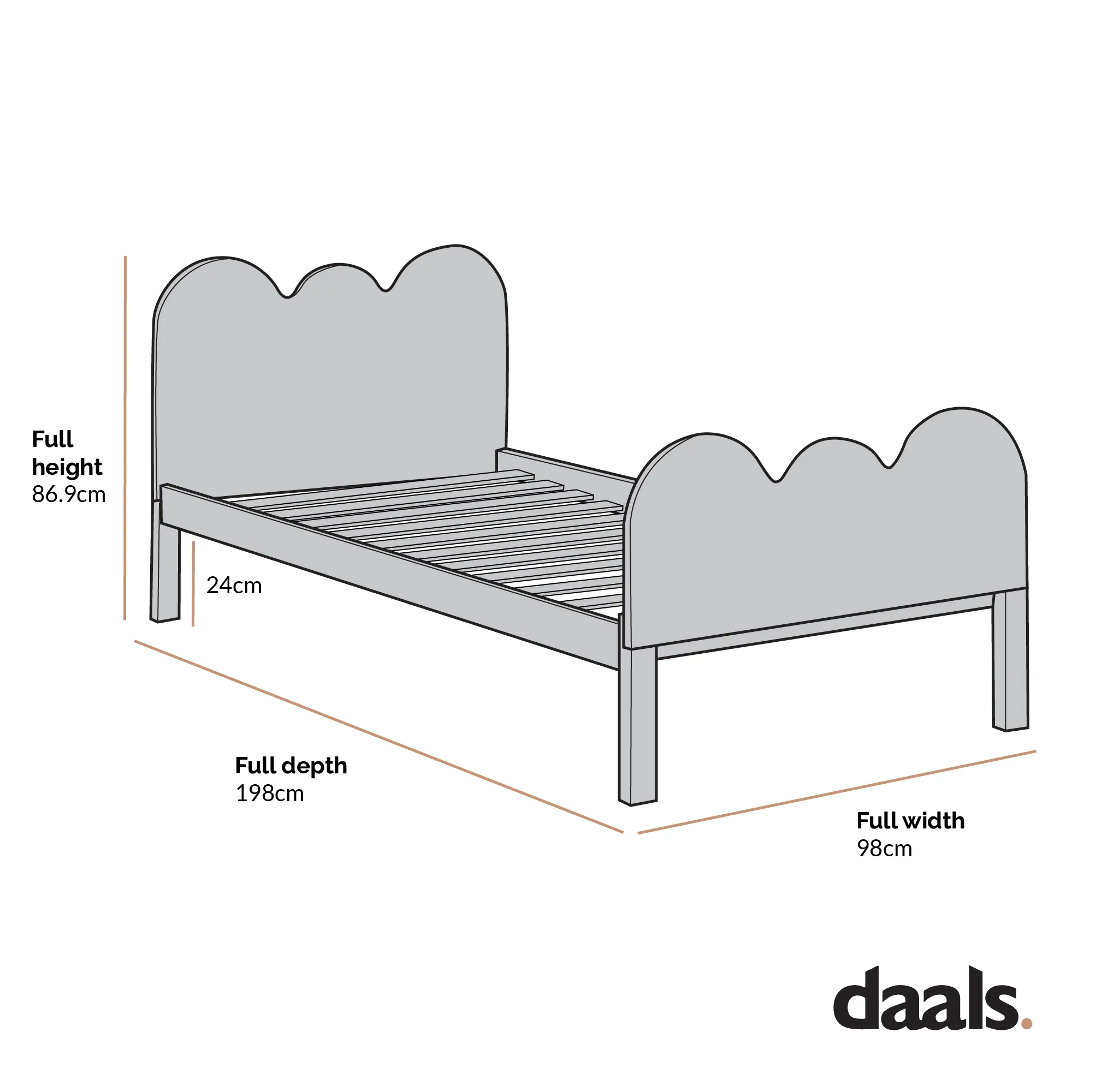 Hedwig Wooden Cloud Headboard Kid's Single Bed