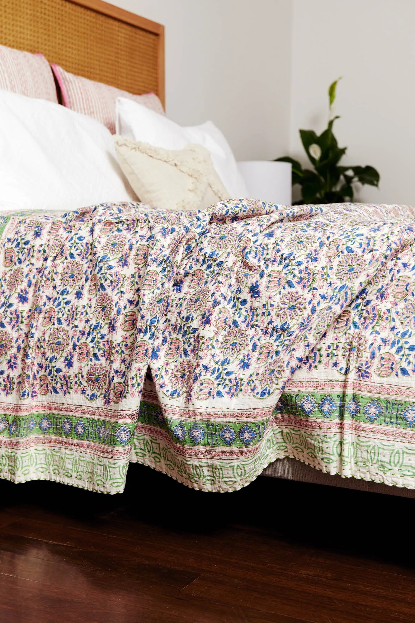 Kantha Quilt Pink Lotus