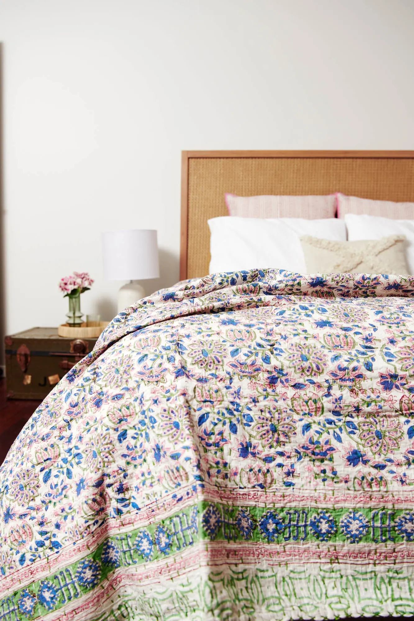 Kantha Quilt Pink Lotus