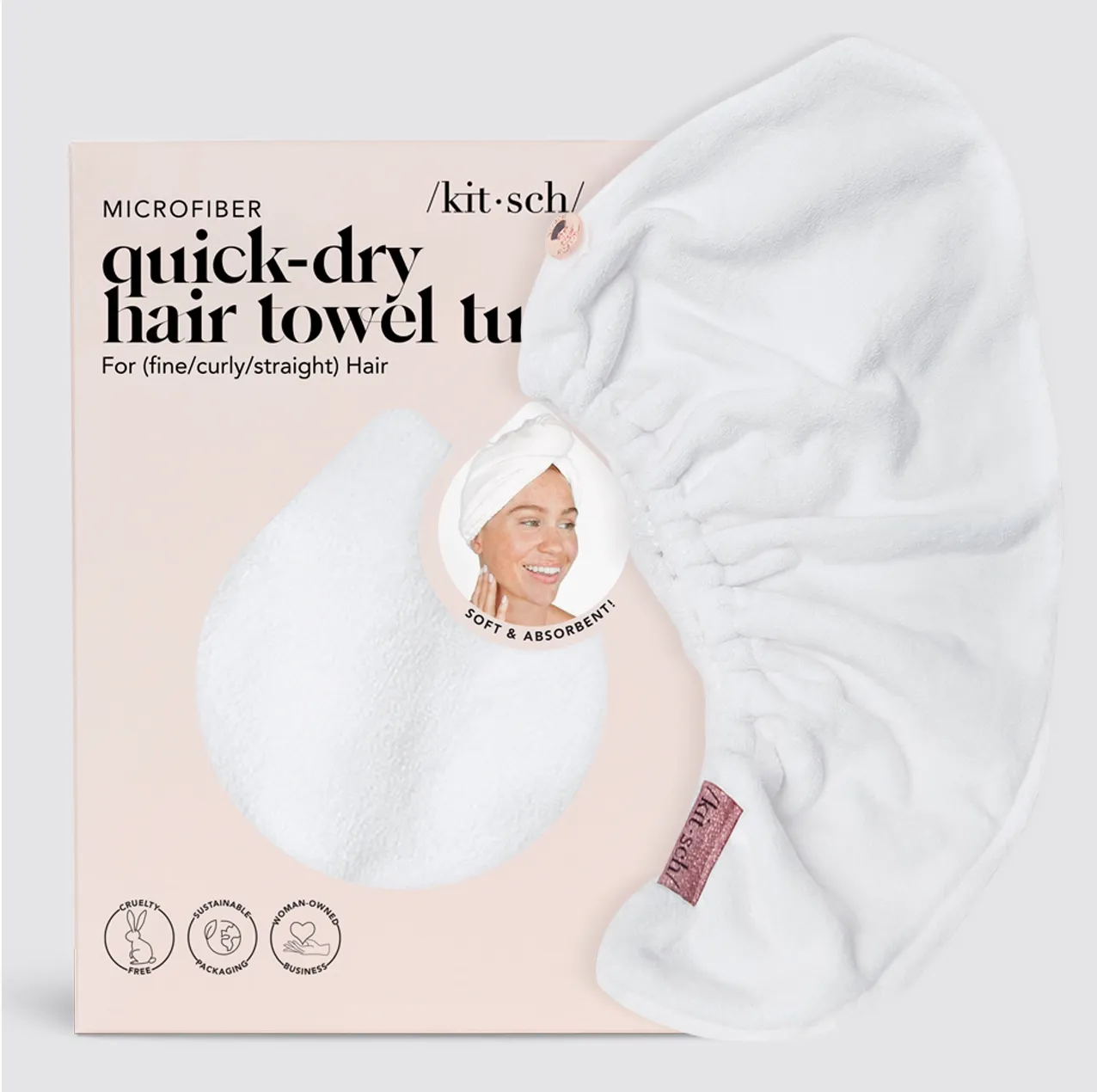 Kitsch Quick Dry Hair Towel - White