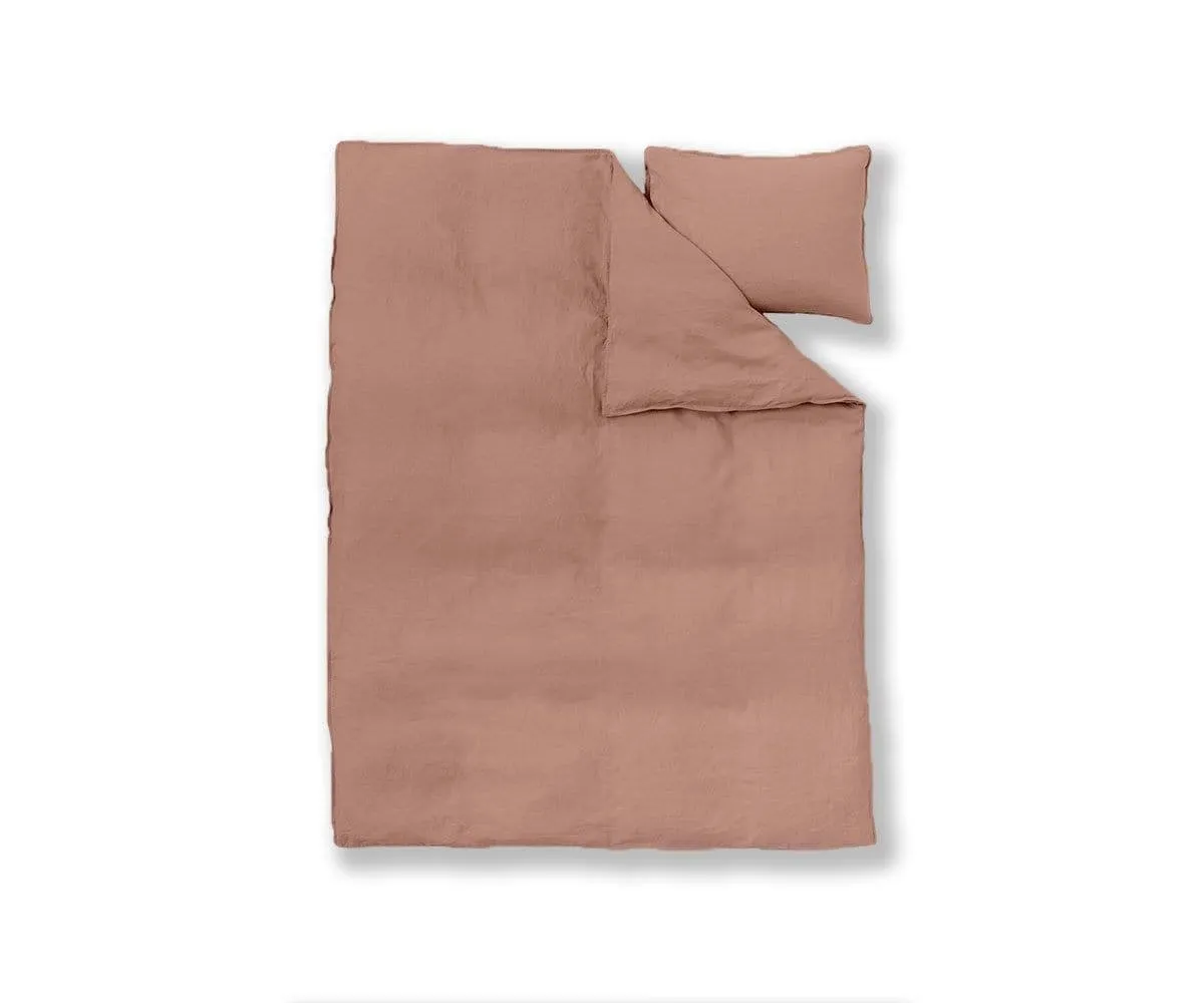 Laila Linen Duvet Cover   Shams Set - Desert Rose