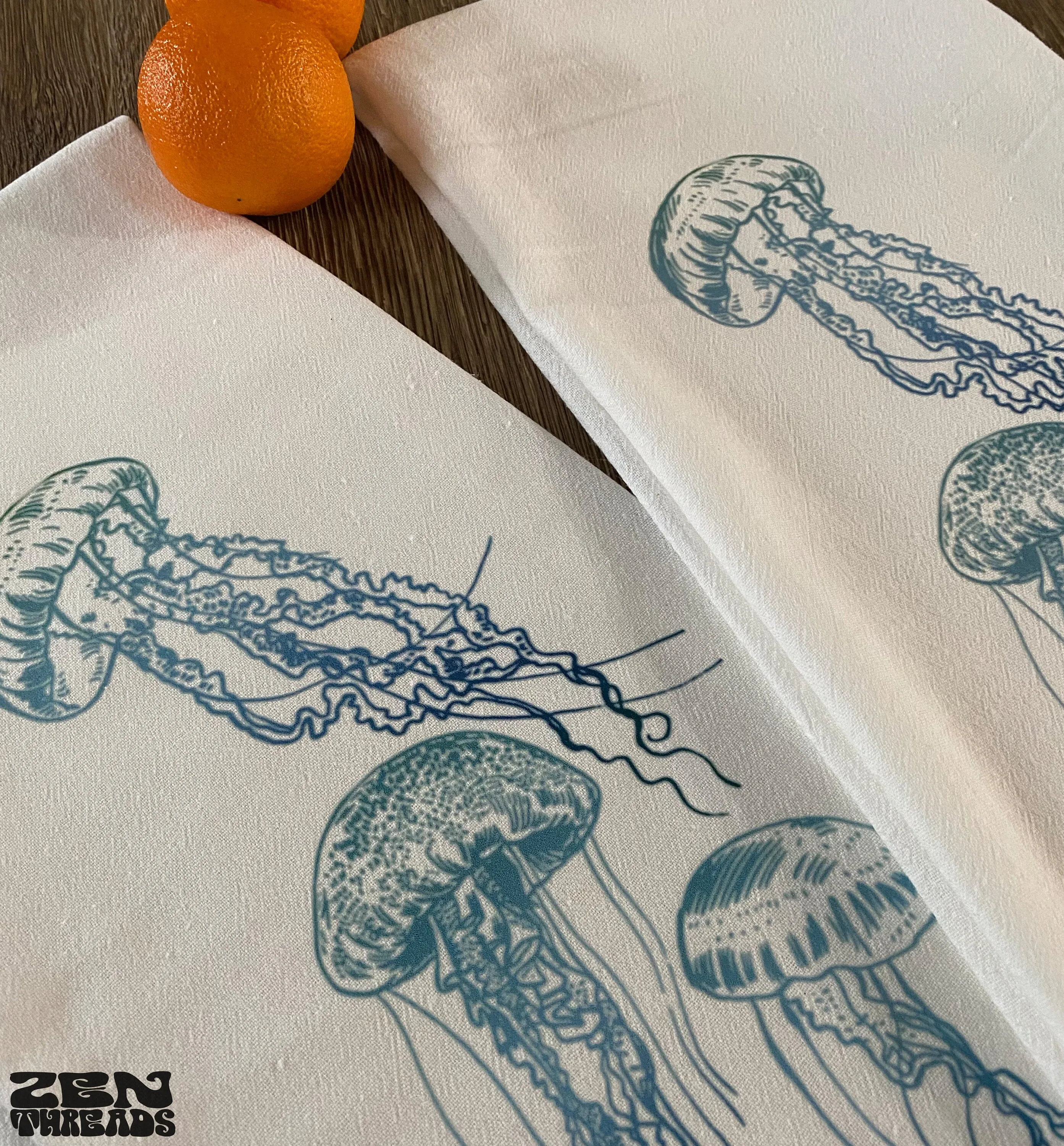 Large Flour Sack Towel Jellyfish Bar Kitchen Gift Organic Natural Cotton tea towel gift