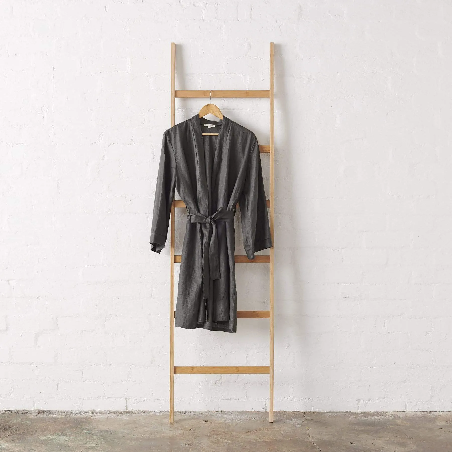 Linen Bathrobe - Charcoal