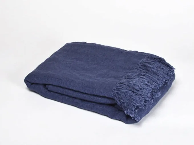 Linen Bed Throw Ink Blue 130x170