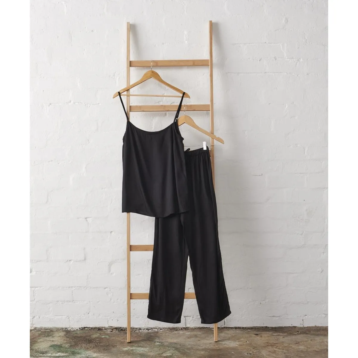 Linen Cami and Pant PJ Set - Black | Jade and May