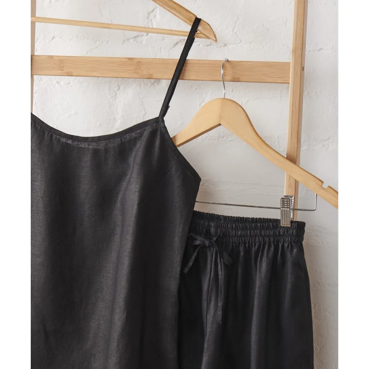 Linen Cami and Pant PJ Set - Black | Jade and May