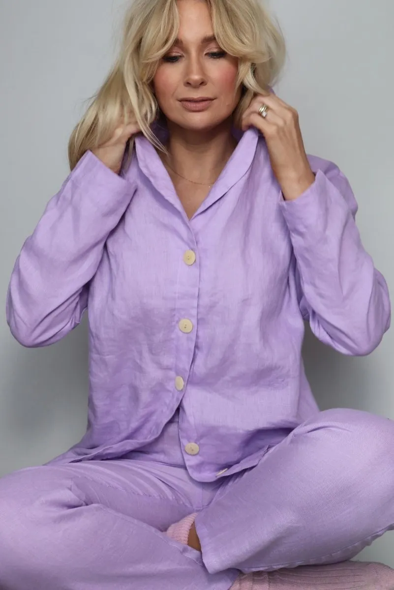 Linen Pyjama Set - Purple