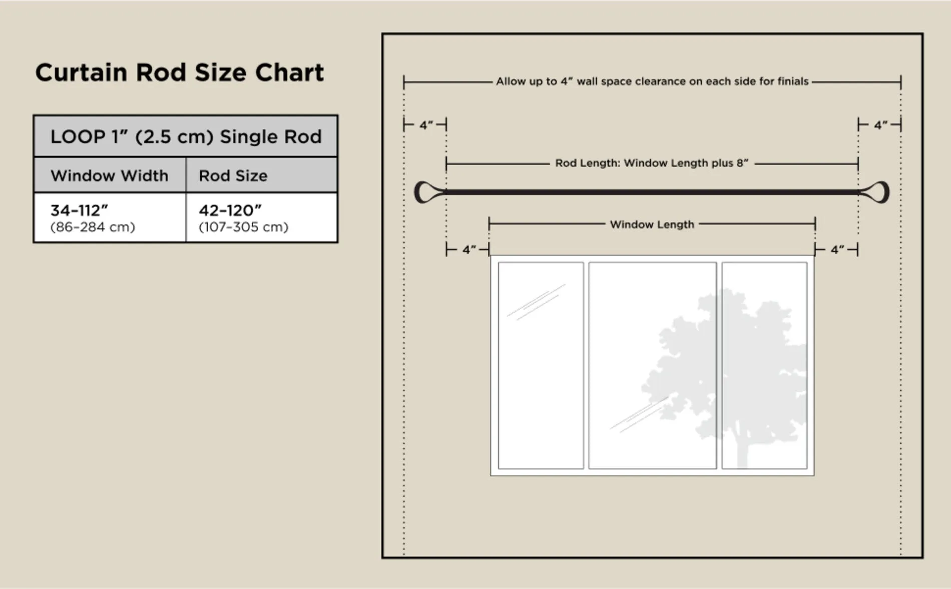 Loop 1" Curtain Rod