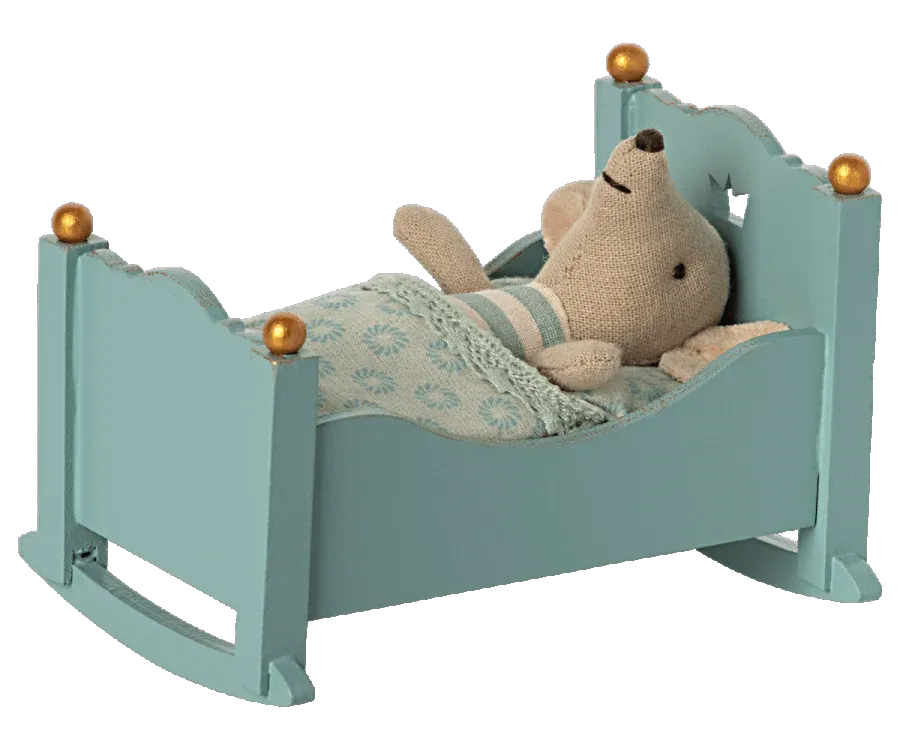 Maileg | Baby Mouse Cradle in Blue