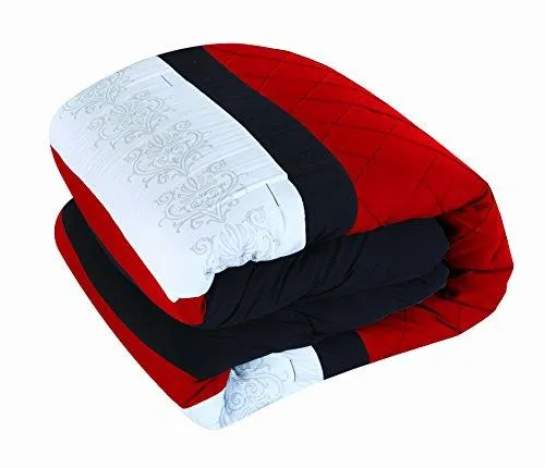 Master Pintuck Embroidery Color Block, Sheets, Window Panel Collection Bed in a Bag Comforter Set Queen Size