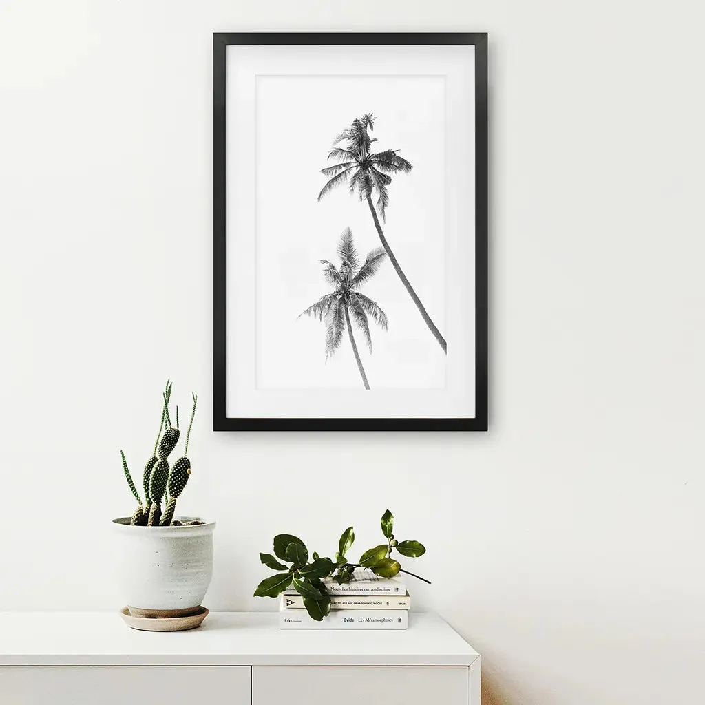 Minimalist Black White Palms Poster. Hawaii Theme