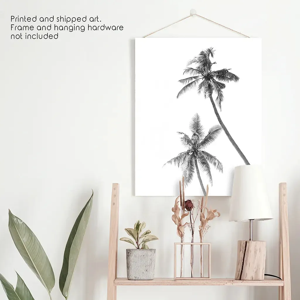 Minimalist Black White Palms Poster. Hawaii Theme