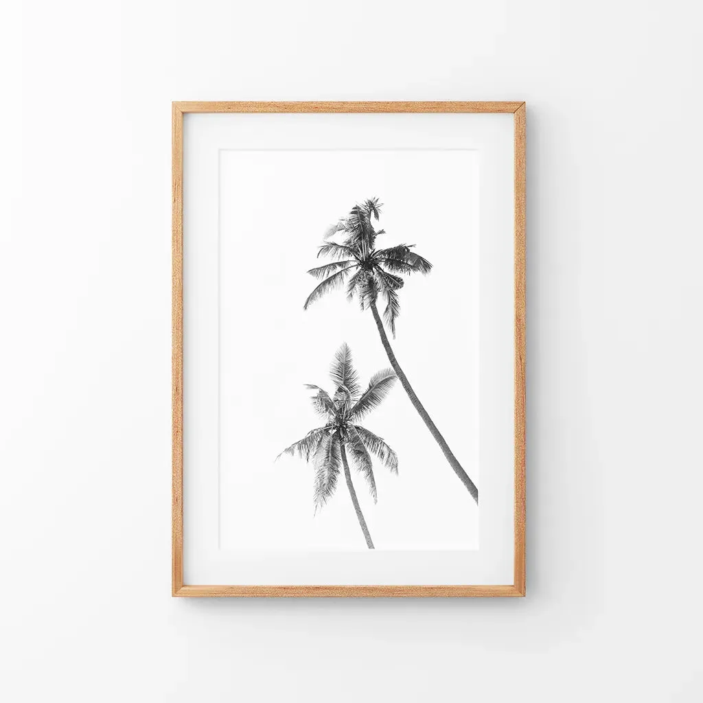 Minimalist Black White Palms Poster. Hawaii Theme