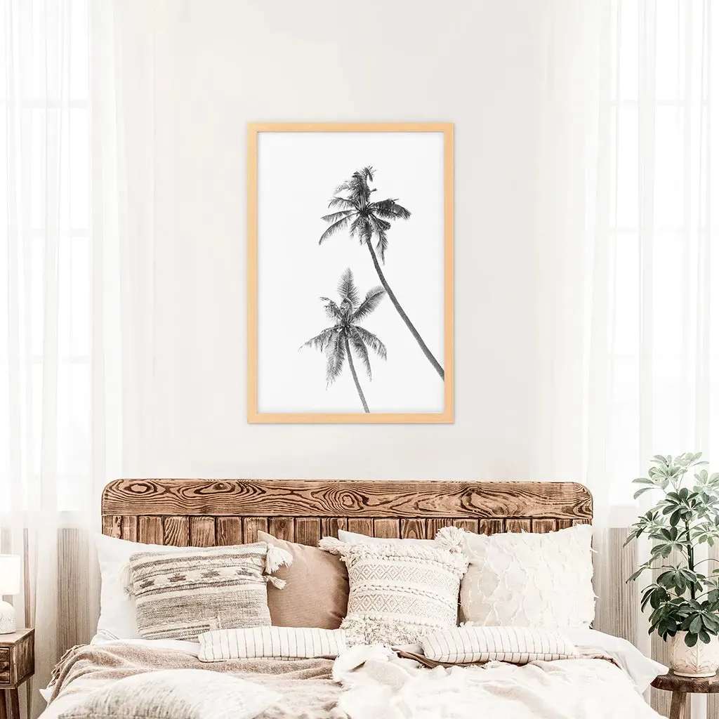 Minimalist Black White Palms Poster. Hawaii Theme