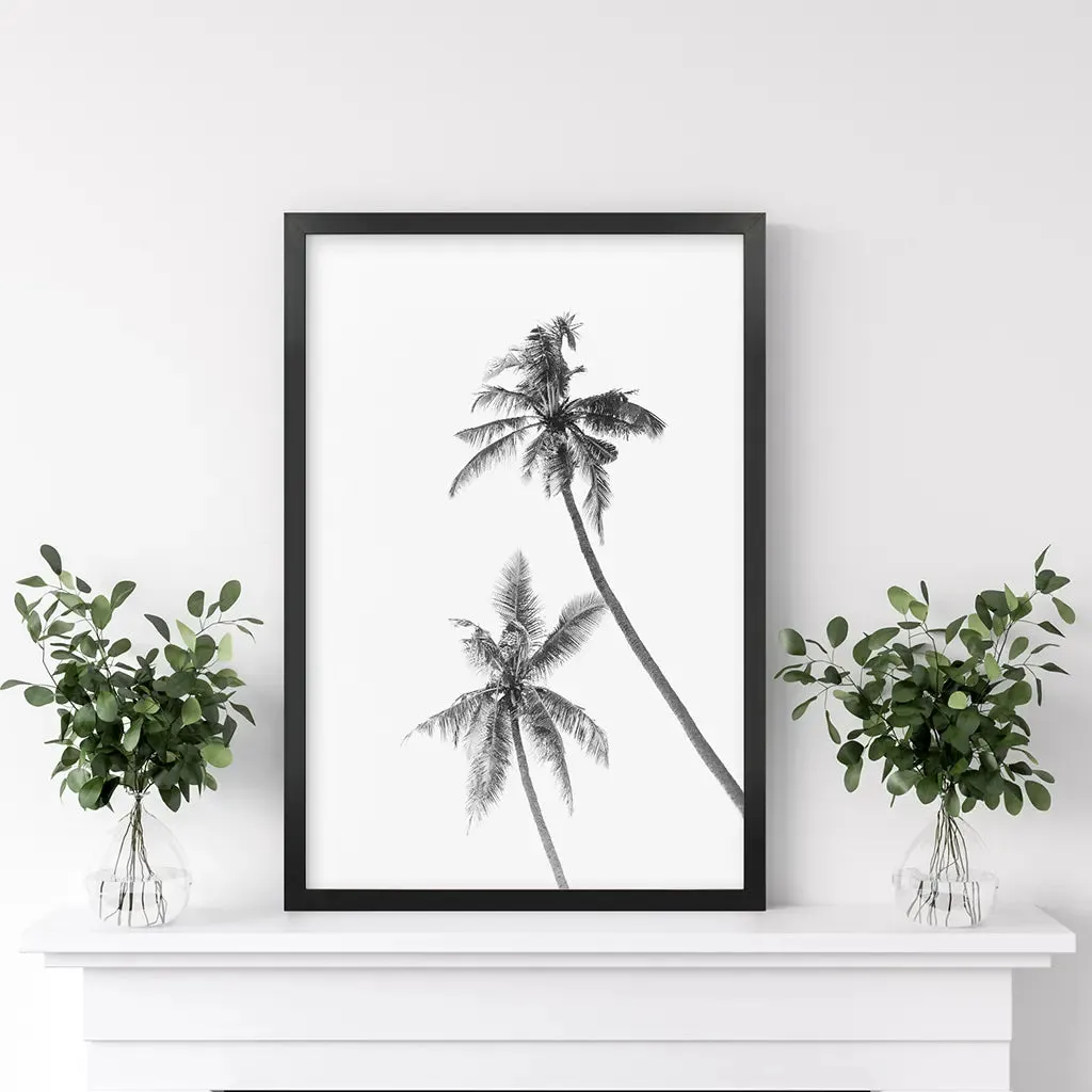 Minimalist Black White Palms Poster. Hawaii Theme