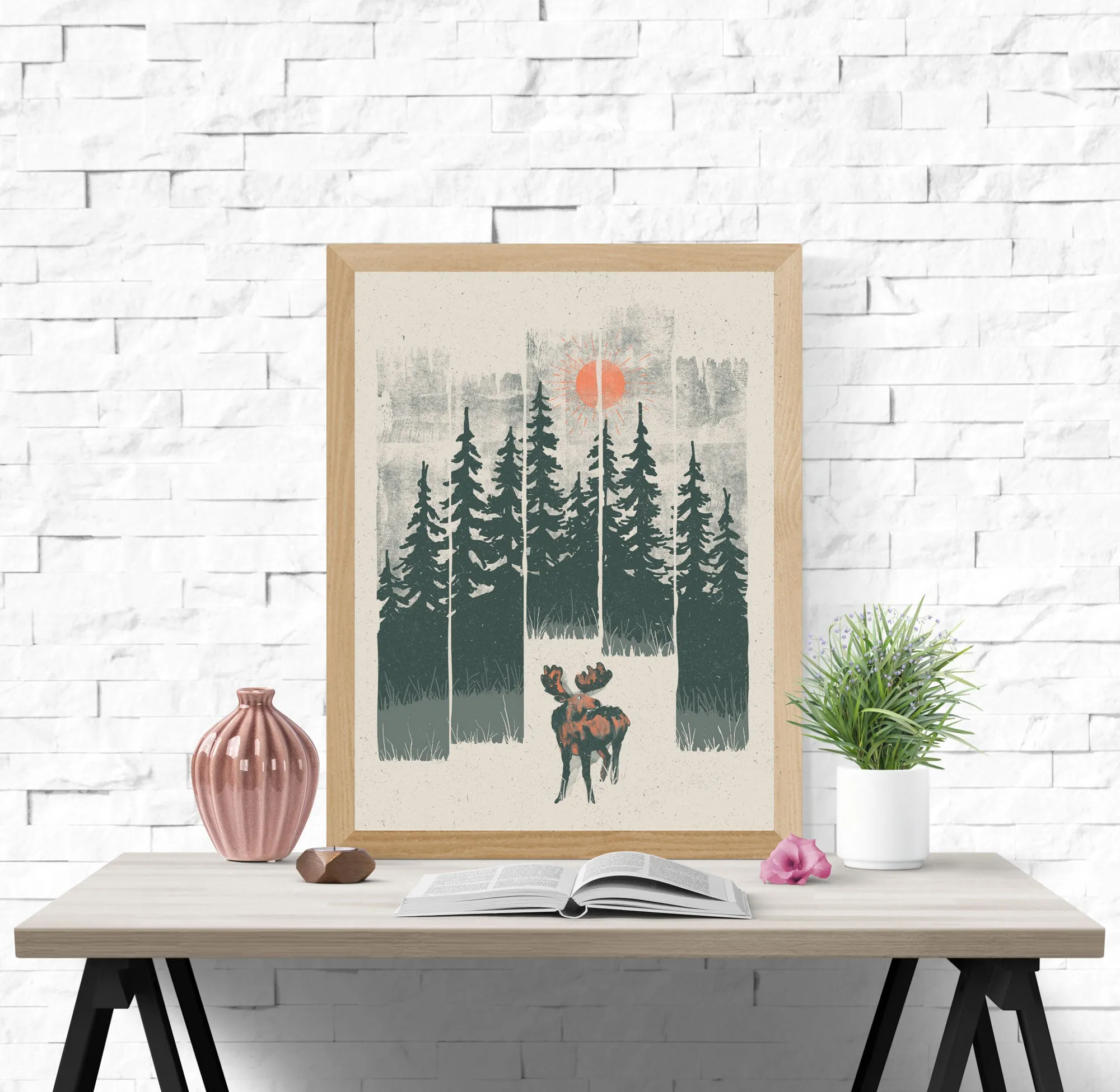 Moose in the Wild Print