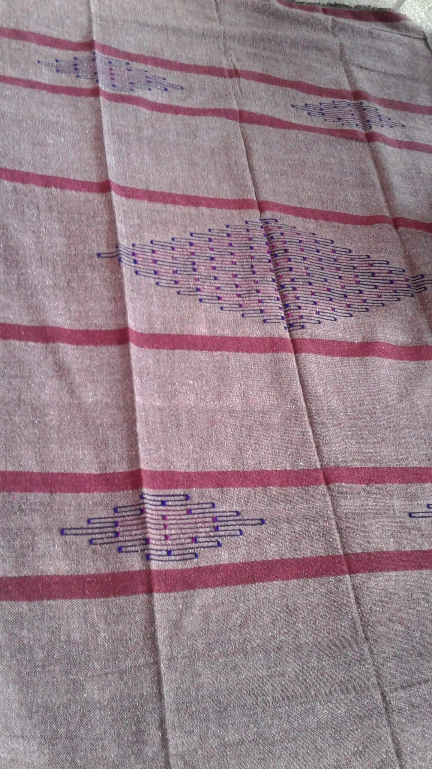 Moroccan Blanket/Rug - Wool Embroidered - Khmiss