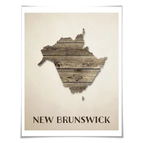 New Brunswick Map Art Print. 5 Sizes. Travel Poster. Custom Province. Canada Map. Rustic Art Home Decor.