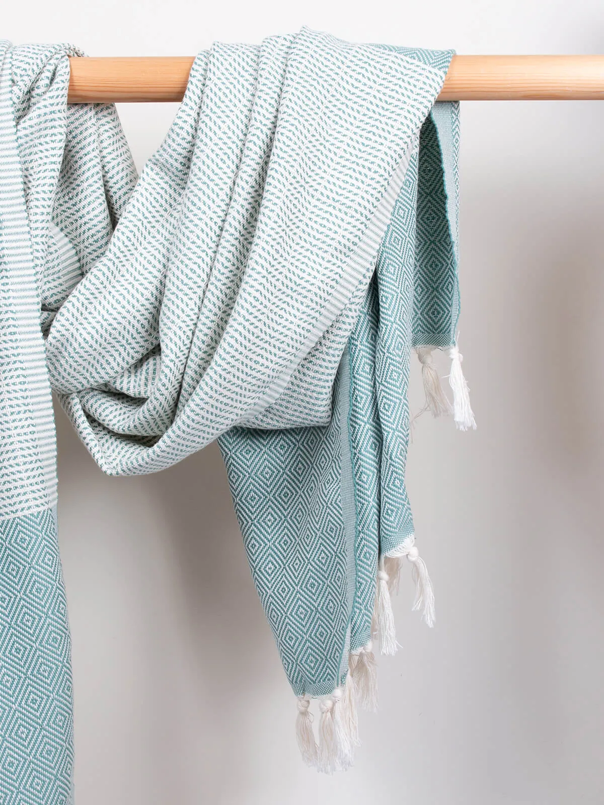 Nordic Dot Hammam Towel, Grey Green