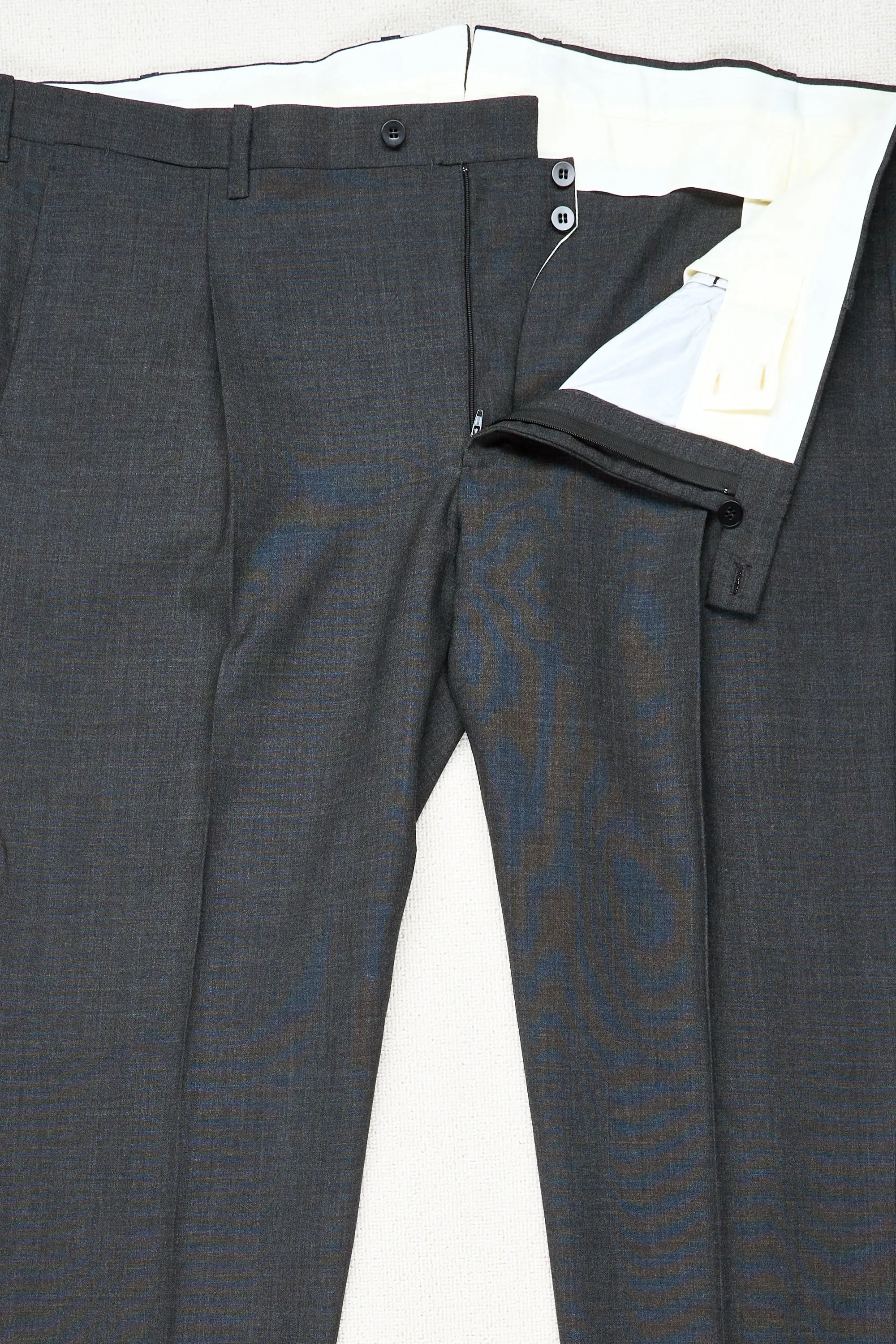 Orazio Luciano Grey Wool Single Pleat Trousers Bespoke