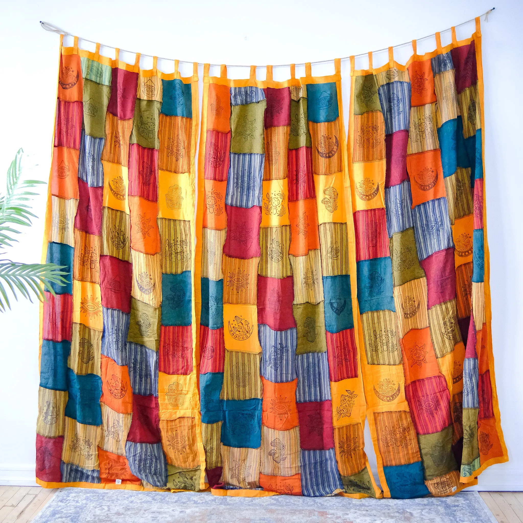 Patchwork Block Print Curtain Panel