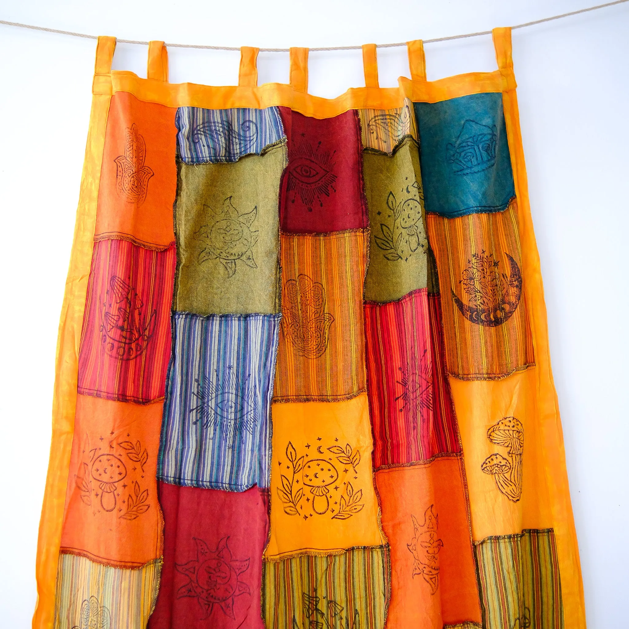 Patchwork Block Print Curtain Panel