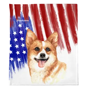 Patriotic Corgi Blanket | American dog in Watercolors