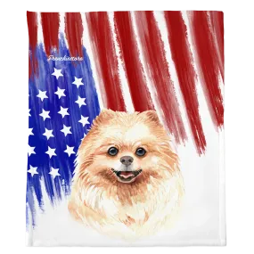 Patriotic Pomeranian Blanket | American dog in Watercolors