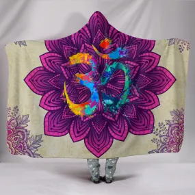 Purple Mandala Om Hooded Blanket