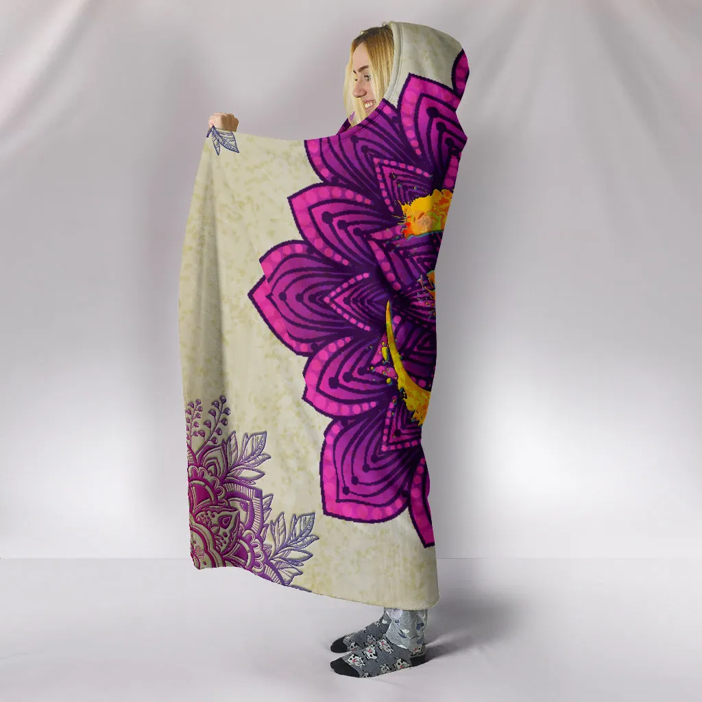 Purple Mandala Om Hooded Blanket