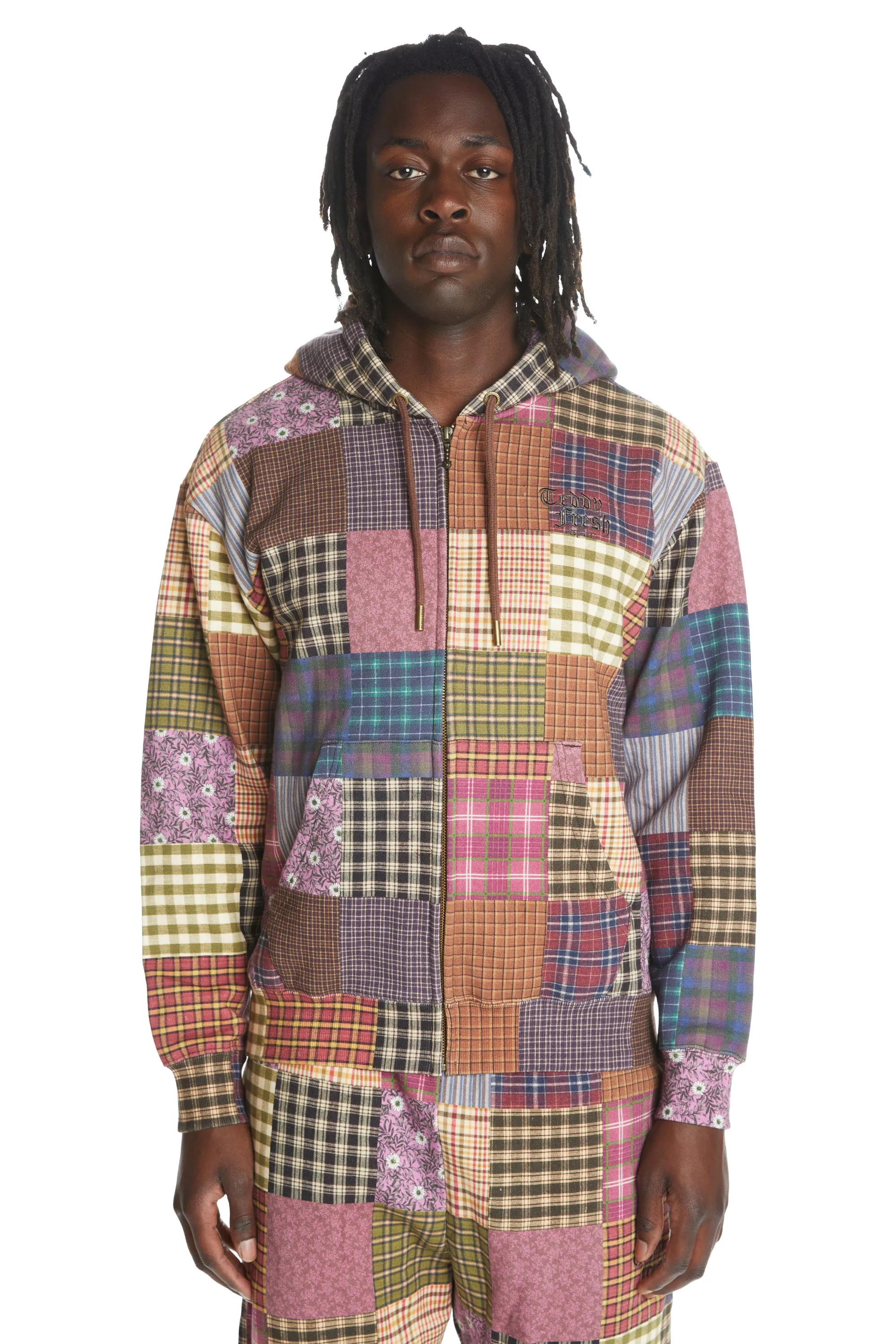 Quilt Print Zip Hoodie