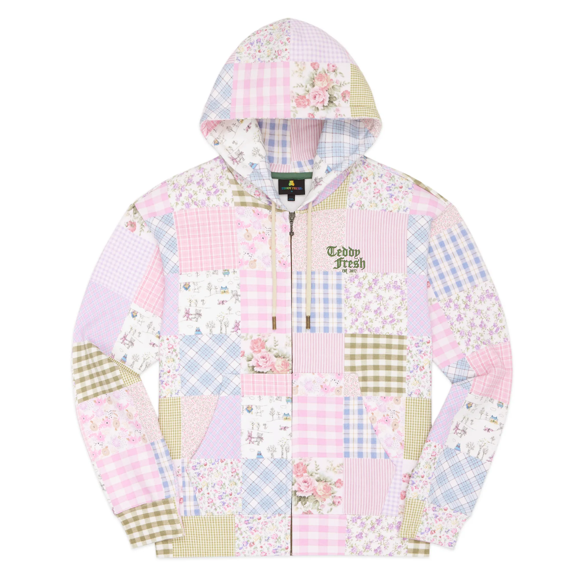 Quilt Print Zip Hoodie