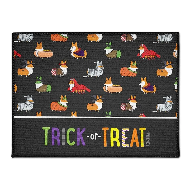 "Corgis in Costumes" Trick-or-Treat Floor Mat | Halloween Collection