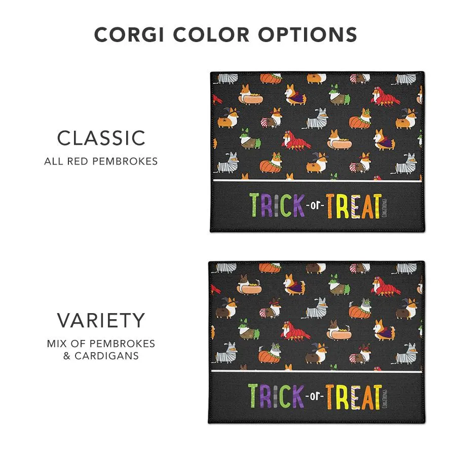 "Corgis in Costumes" Trick-or-Treat Floor Mat | Halloween Collection