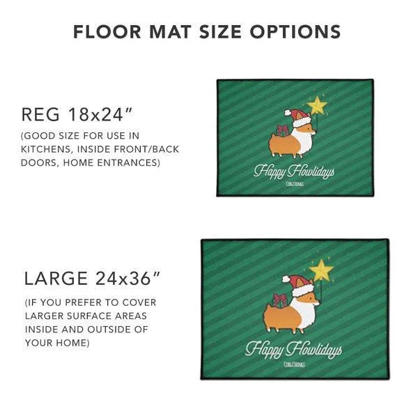 "Happy Howlidays" Corgi Floor Mat | Holiday Collection