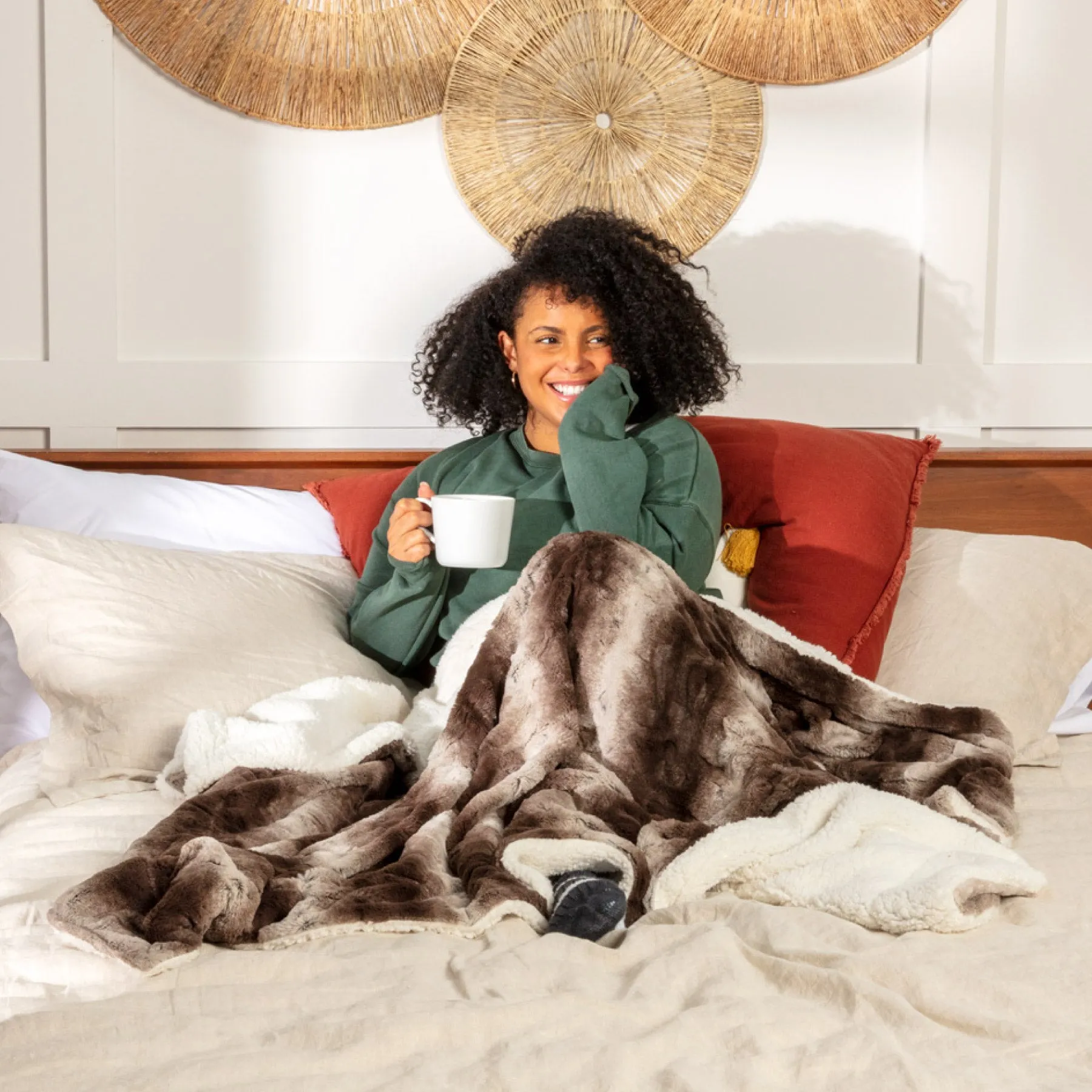 Reversible Faux Fur Sherpa Blanket