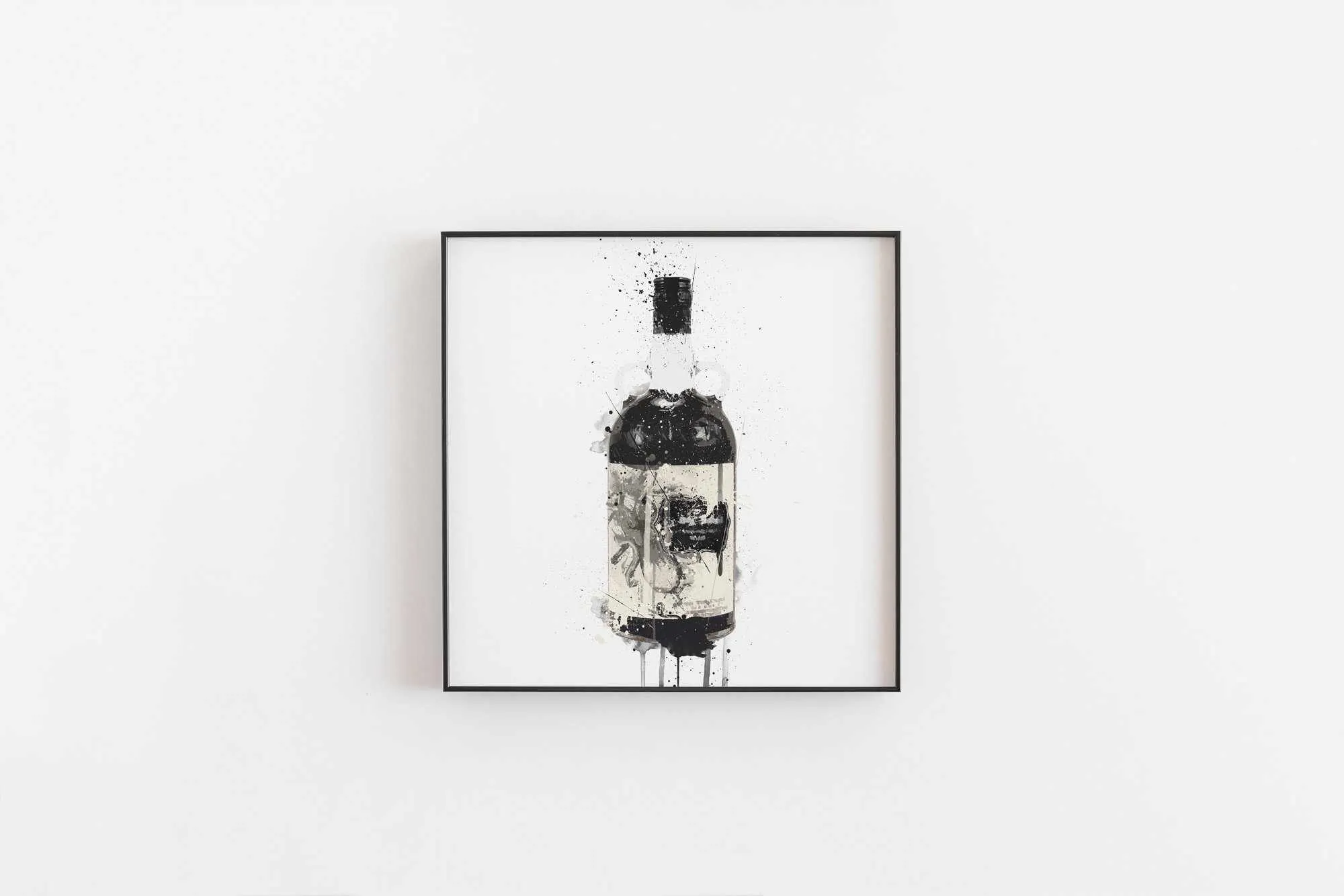 Rum Bottle Wall Art Print 'Black Squid'