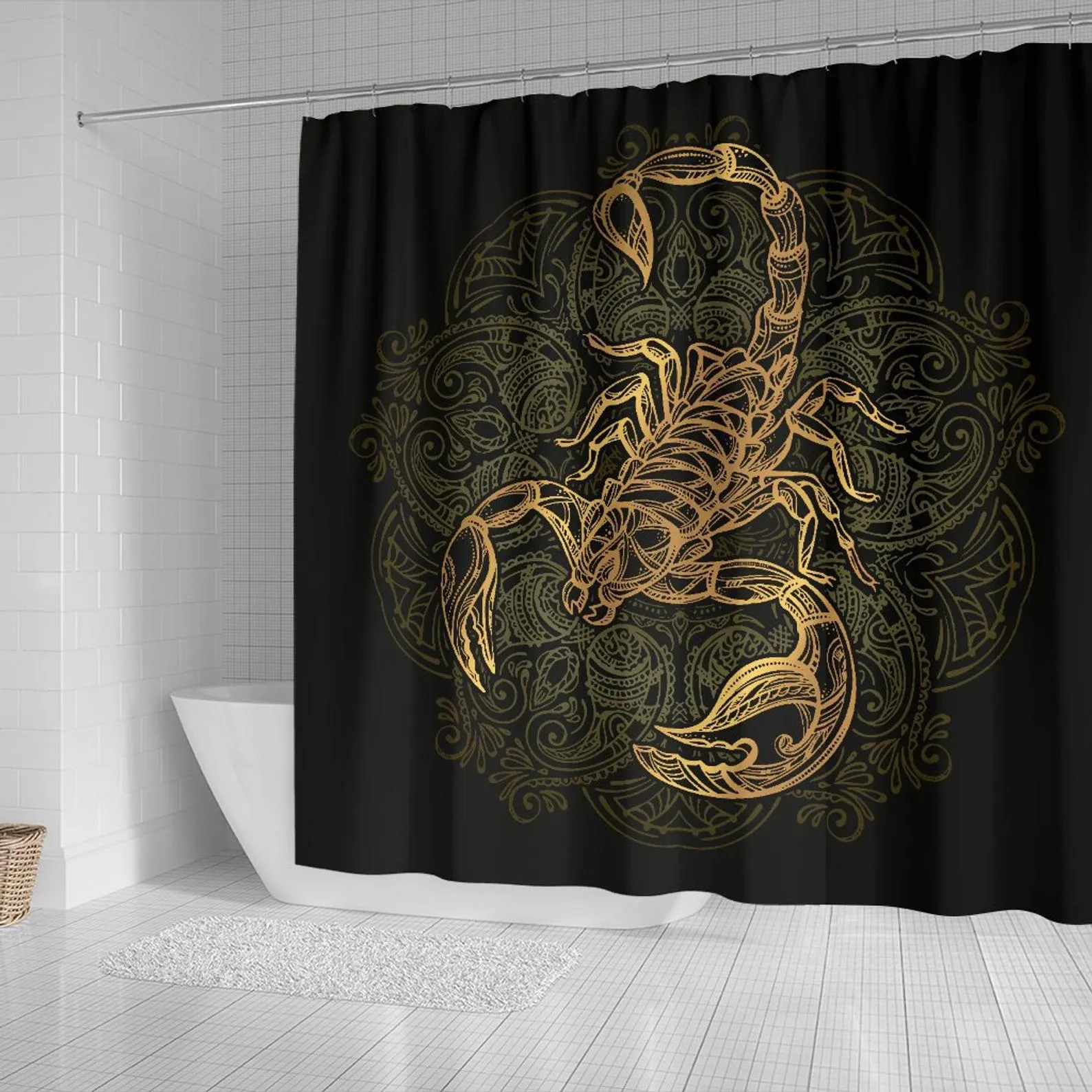 Scorpion Shower Curtain, Scorpio Zodiac Bath Bathroom Curtain, Scorpio Lover Gift, I Love Scorpions, Scorpio Shower Decor (70&quot; x 68&quot;)