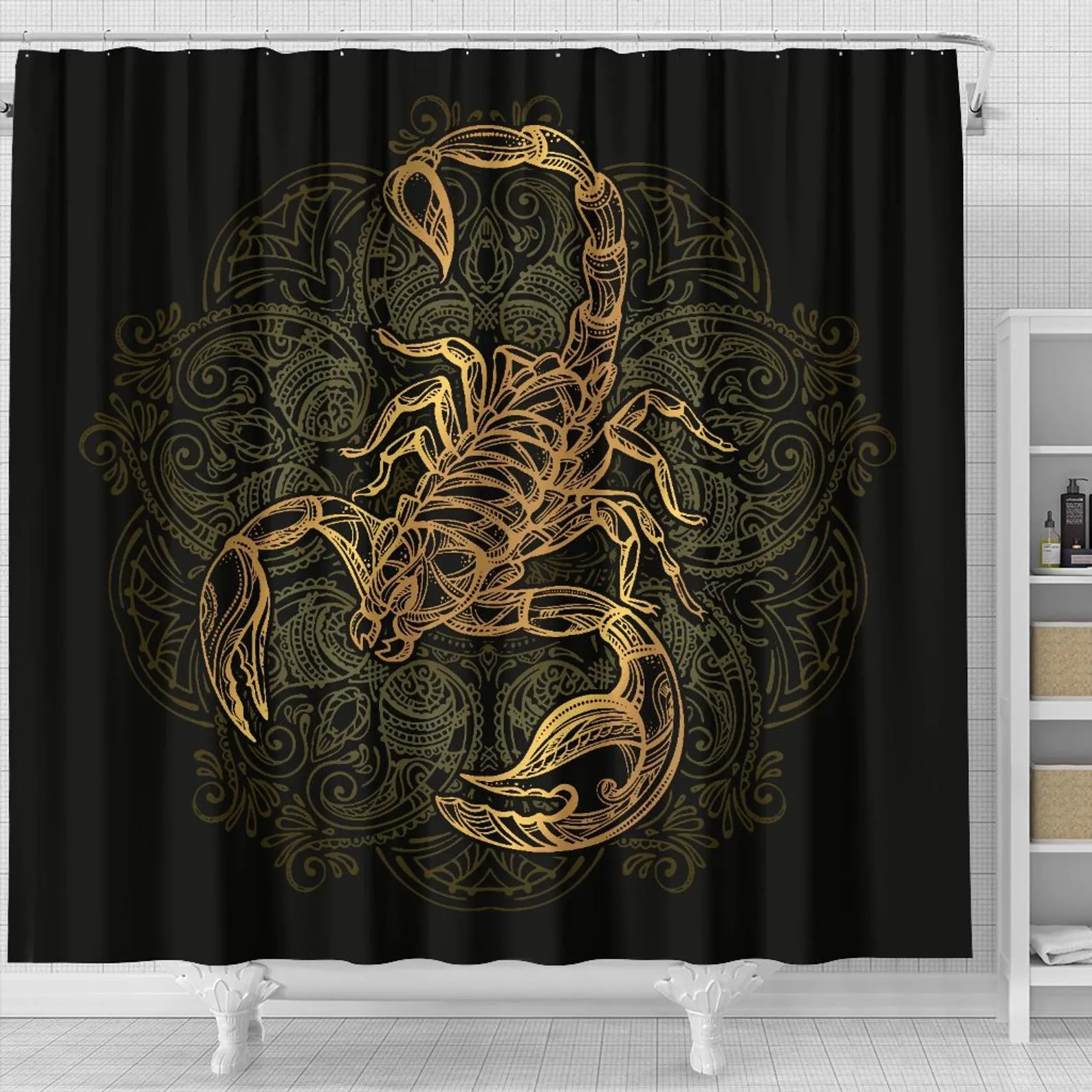 Scorpion Shower Curtain, Scorpio Zodiac Bath Bathroom Curtain, Scorpio Lover Gift, I Love Scorpions, Scorpio Shower Decor (70&quot; x 68&quot;)