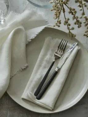 Set of 2 Antique White Linen Napkins