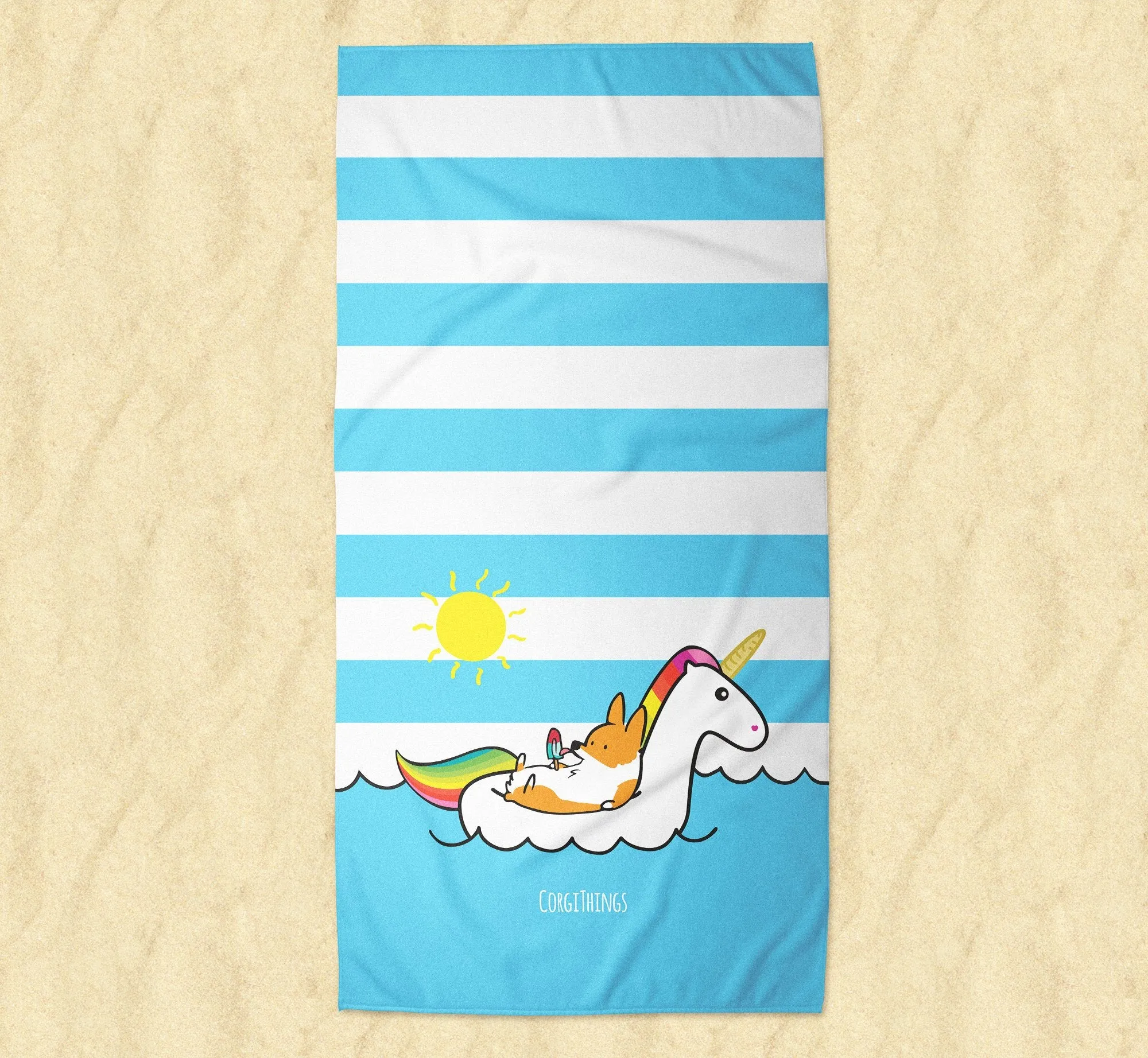 Summertime Loafin' Corgi Beach Towel