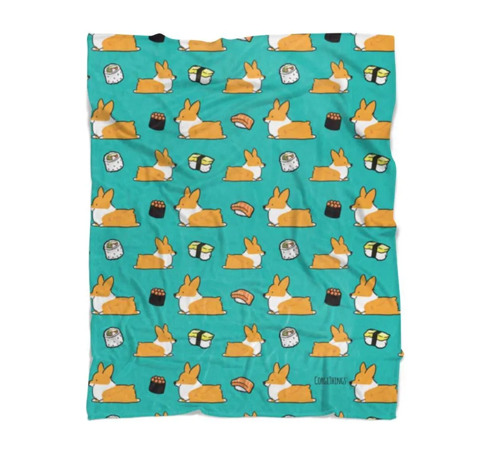 Sushi Corgi Fleece Blanket | 3 Sizes