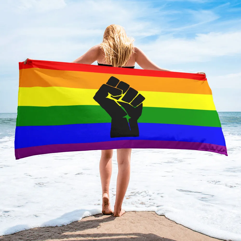 Towel Rainbow with Raised Fist