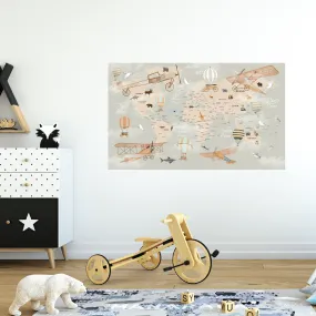 Vintage World Map Fabric Decal