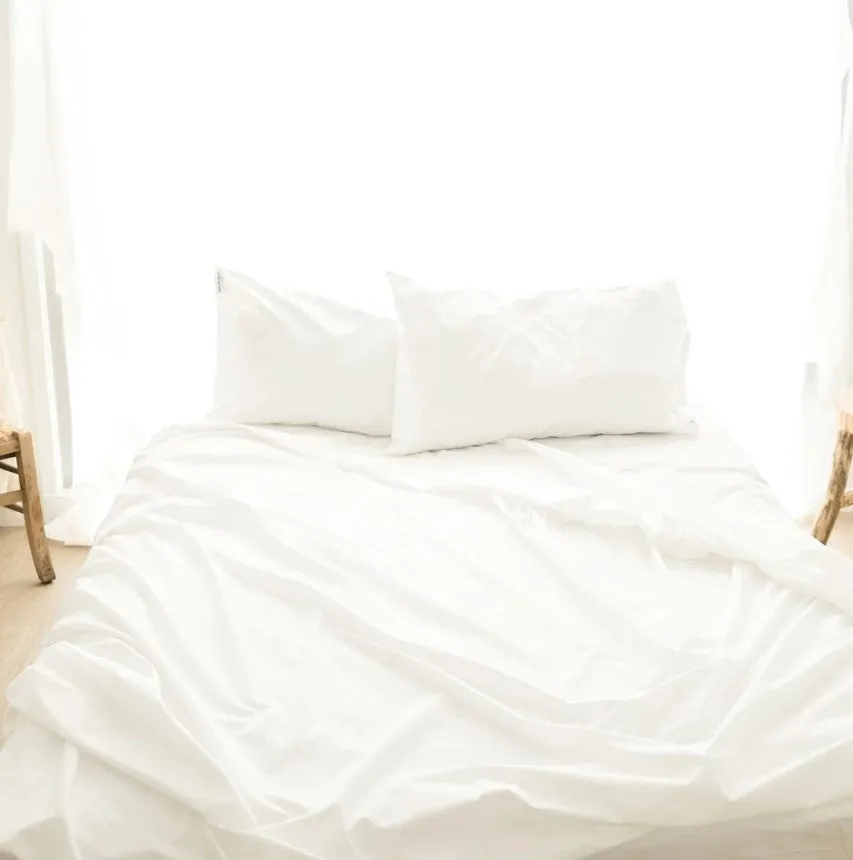 Wholly Grail Organic Percale Cotton Sheet Set Queen White